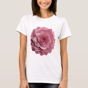 T-shirt Fleur en papier rose vibrant Dessin personnalisé