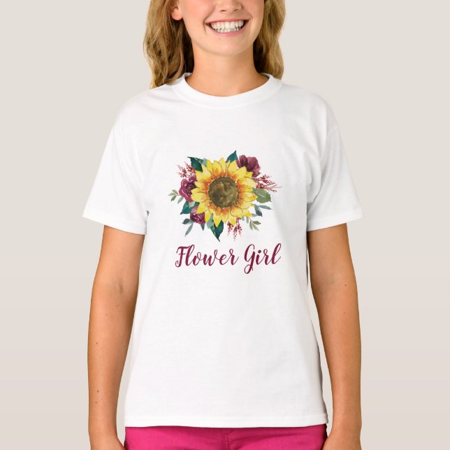 T-shirt Fleur Fille Mariage de tournesol Floral (Devant)