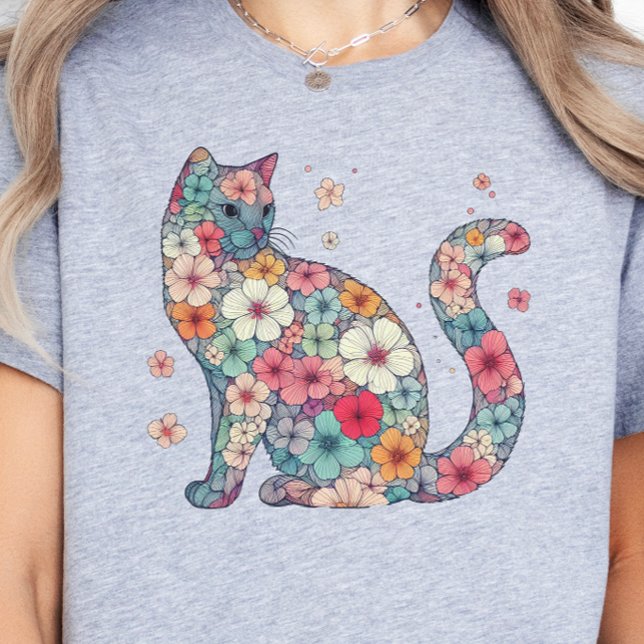 T-shirt Fleur Fleur Chat, Fleurs et Chat, Fleurs, Chat (Créateur téléchargé)