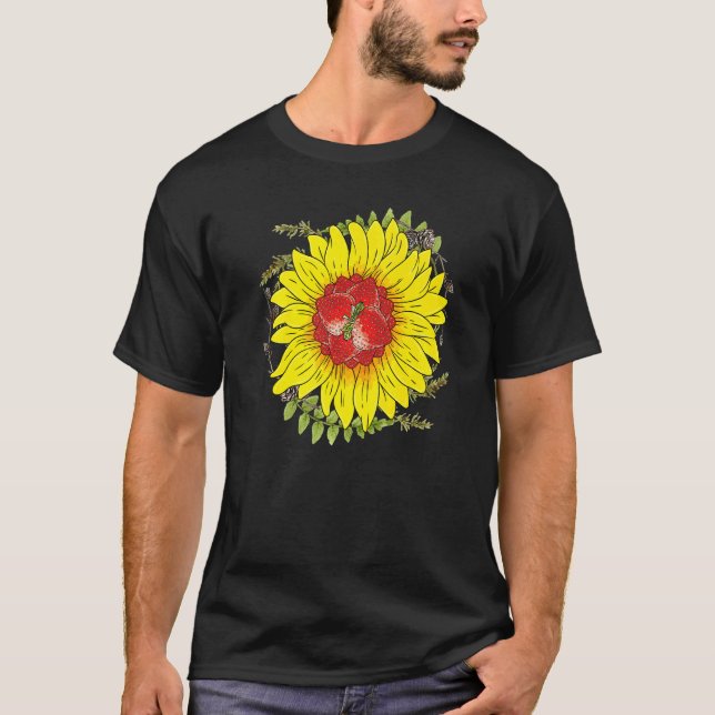 T-shirt Fleur Fleur Rouge Berry jardiner Fraise Sunfal (Devant)