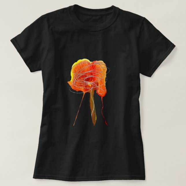T-shirt Fleur florale gribouillante Abstraite art moderne (Design devant)