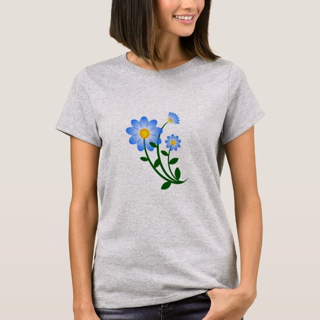 T-Shirt Fleur Flore Bleu Cute (Devant)