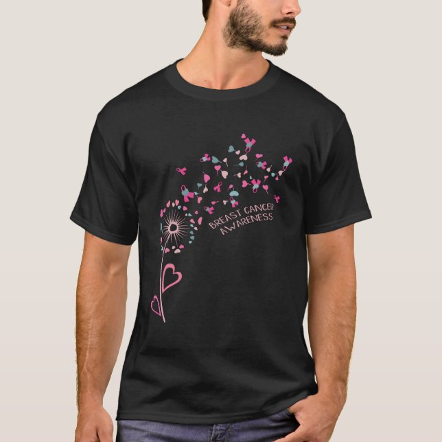 T-shirt Fleur He Ribbon Daisy Dandelion Cancer du sein Awa (Devant)