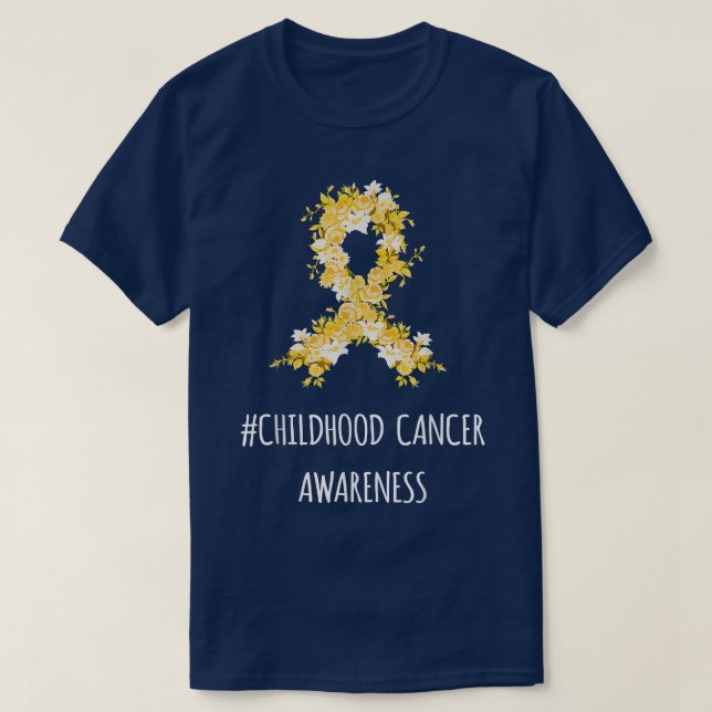 T-shirt Fleur jaune Sensibilisation au cancer chez les enf (Design devant)
