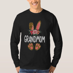 T-shirt Fleur Leopard Grand-mère Bunny Femmes Fille Happy 