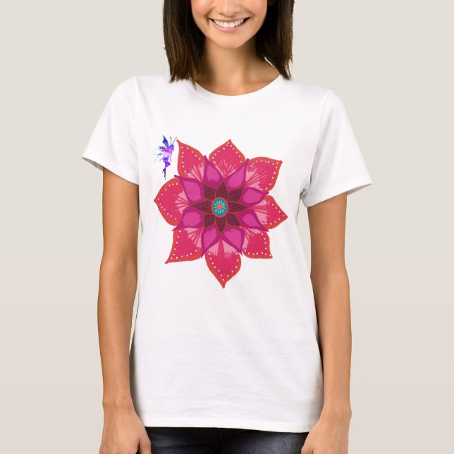 T-shirt Fleur Mandala Maternité Fée, Blanc (Devant)