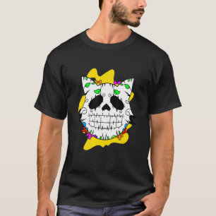 T-shirt Fleur Mexicaine Chat Jour des Morts Dia De Muertos