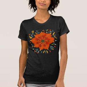 T-shirt Fleur orange lunatique décorative