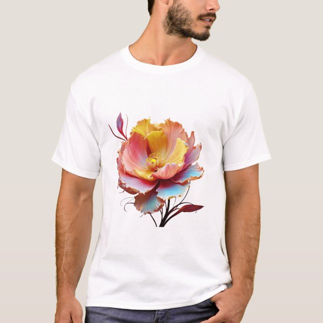 T-shirt Fleur radiante : Symphonie des couleurs (Devant)