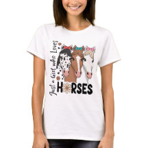 Fleur Rétro Juste une Fille Qui Aime les Chevaux D