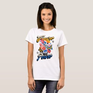 T-shirt Fleur Rétro Pouvoir Papillon Vintage Hippie