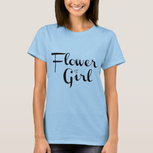 T-shirt Fleur Retro Script noir sur bleu