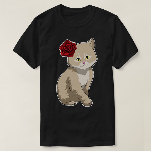 T-shirt Fleur Rose Chat (Design devant)