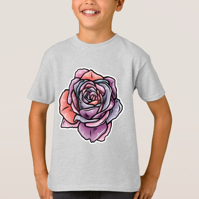 T-shirt Fleur Rose coloré (Devant)