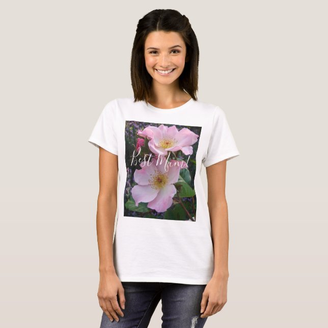 T-shirt Fleur Rose rose Fleur florale Photo Fête des mères (Devant entier)