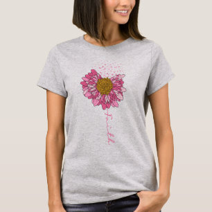 T-shirt Fleur rose Ruban Breast Sensibilisation au cancer