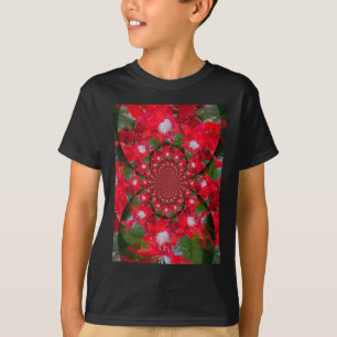 T-shirt Fleur Rouge Naturelle Blanc Plumes kaléidoscope ar