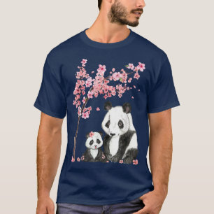 T-shirt Fleur Sakura Tree V en fleurs de panda japonaise