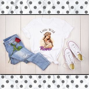 T-shirt Fleur sauvage de Baby shower de Boho pourpre