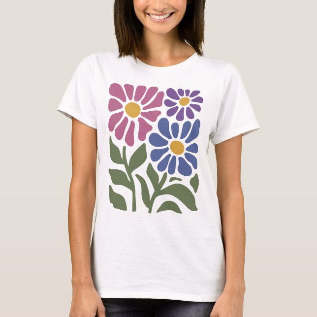 T-shirt Fleur sauvage subtil Bisexual Pride Bi drapeau (Devant)