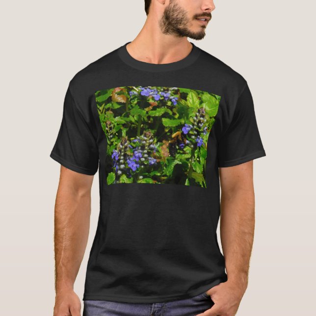 T-shirt Fleur violette et abeille boursouflante (Devant)
