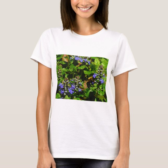 T-shirt Fleur violette et abeille boursouflante (Devant)