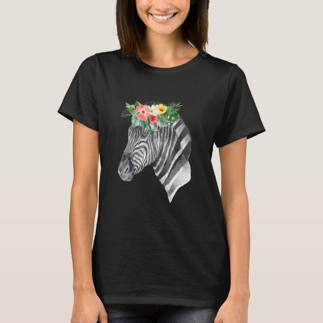 T-shirt Fleur Zèbre Sauvage Tête Animal Esprit Costume Wil (Devant)