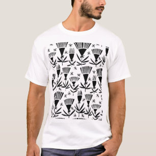 T-shirt Fleurs Abstraites en noir blanc : Motif élégant