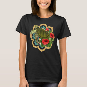 T-shirt Fleurs animales de tortues de mer tribales Mandala