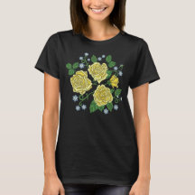 Fleurs brodées de roses jaunes