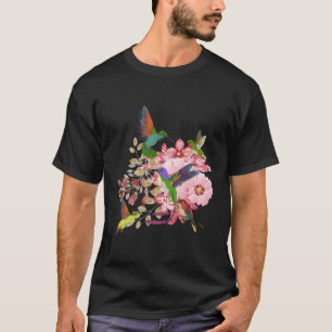 T-shirt Fleurs Colibri Oiseau Floral Oiseau animal Colibri