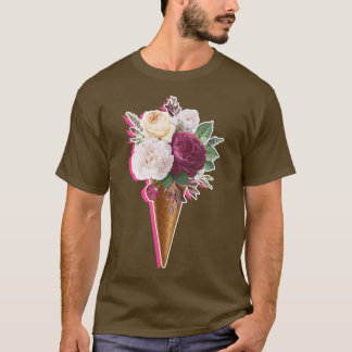 T-shirt Fleurs Crème glacée Floral Dessert Délicieux S