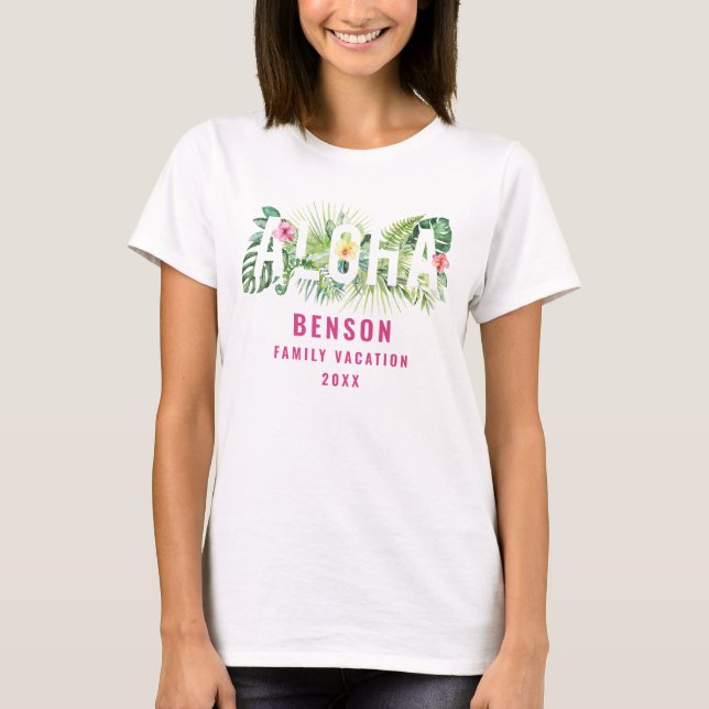 T-shirt Fleurs d'Aloha Tropical Famille Vacances Personnal (Devant)