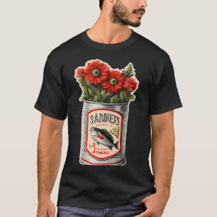 T-SHIRT FLEURS DANS BOÎTE DE CONSERVE DE POISSONS SARDINES