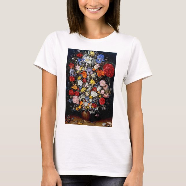 T-shirt Fleurs dans le bateau en bois, Jan Brueghel l'Anci (Devant)