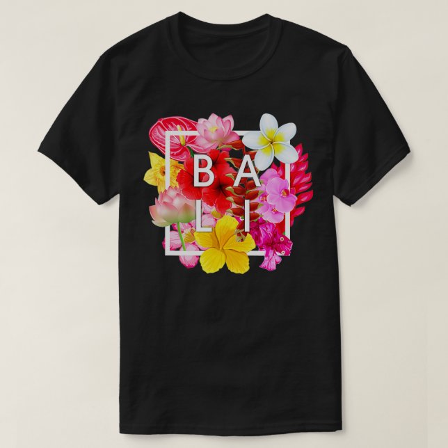T-shirt Fleurs de Bali Word Art Bali Indonésie Souvenir (Design devant)