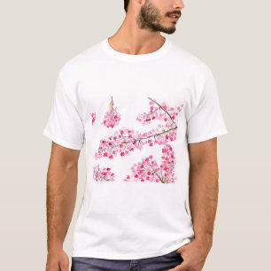 T-shirt Fleurs de cerisier rose chic aquarelle
