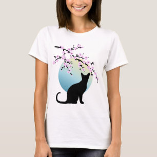 T-shirt Fleurs de cerisier SAKURA Pleine lune Chat 3 T-shi