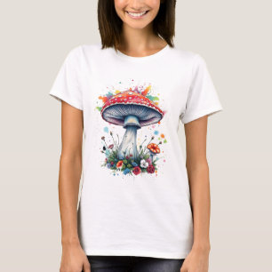 T-shirt Fleurs de champignon Bois Planche colorée