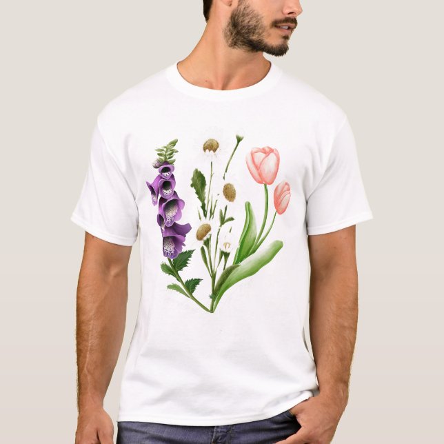 T-shirt Fleurs de chemises Foxglove subtiles Floral Anti T (Devant)