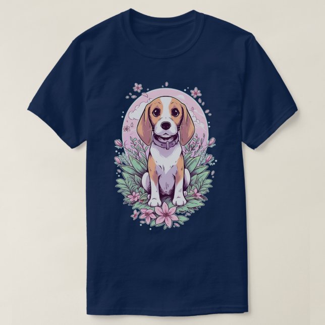T-shirt Fleurs de chiens beagles 1 (Design devant)