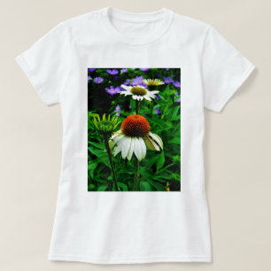 T-shirt Fleurs de cônes blanches et orange