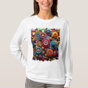 T-shirt Fleurs de Crochet Artistique