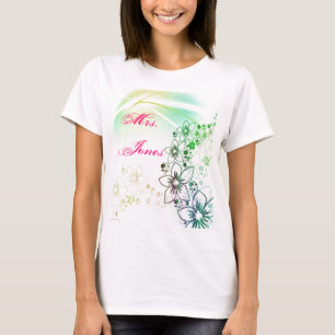T-shirt Fleurs de fête de douche de mariage Art nom person