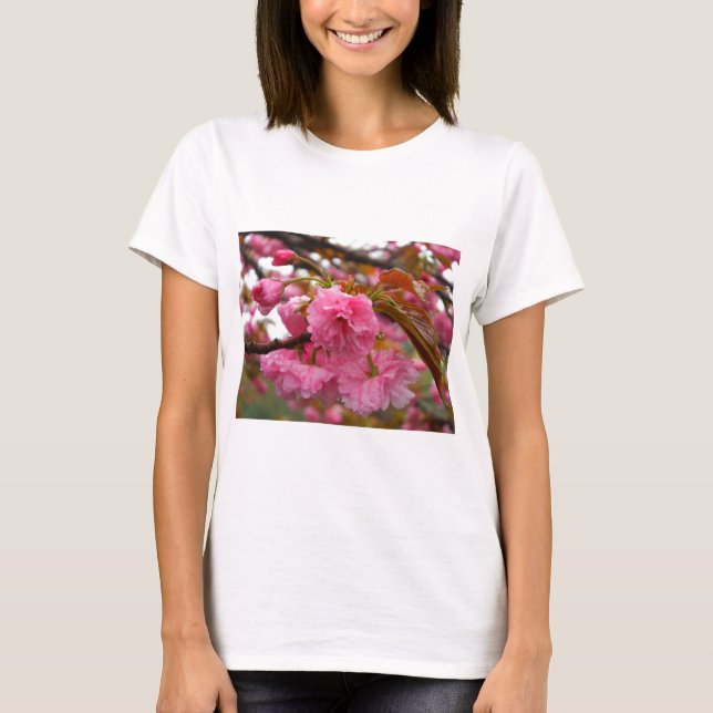 T-shirt Fleurs de fleurs de cerisier rose chaud (Devant)