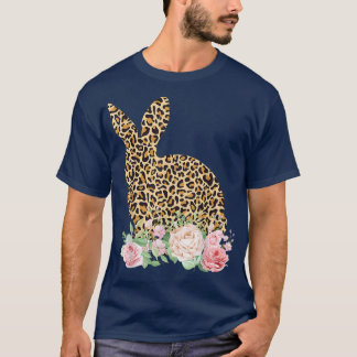 T-shirt Fleurs de lapin Filles Empreintes de léopard Femme