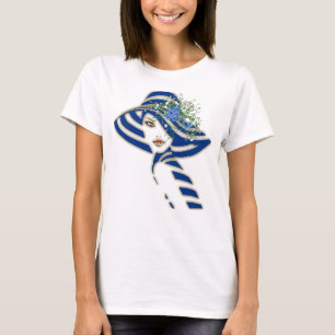 T-shirt Fleurs de maïs bleu et Mariage de roses blanches
