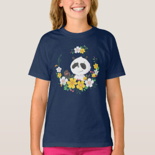 T-shirt Fleurs de panda mignonnes fils