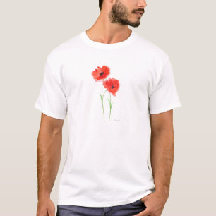 T-shirt Fleurs de pavot rouge pavot floral pavot nature ru