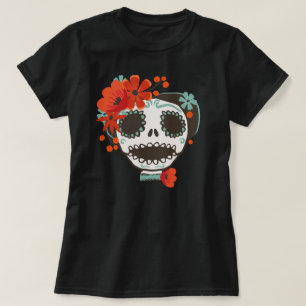 T-shirt Fleurs de port de crâne mignon